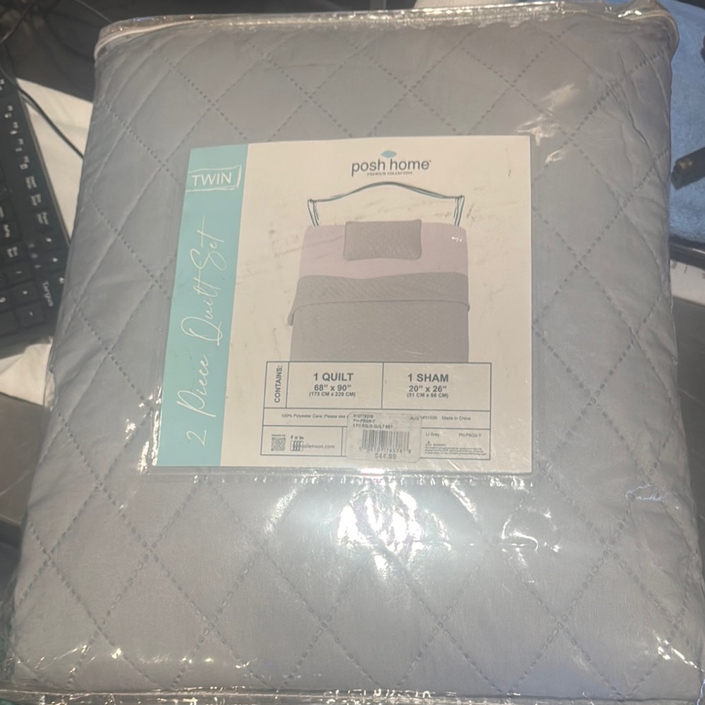 Posh Home Twin Gray Quilt Set